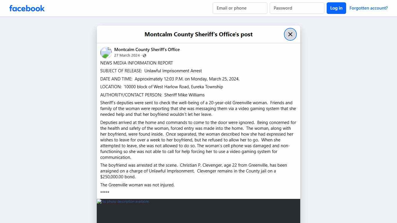 NEWS MEDIA INFORMATION... - Montcalm County Sheriff's Office Facebook