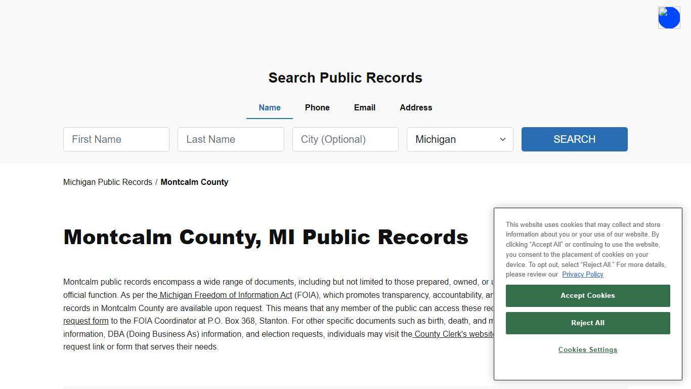 Montcalm County, MI Public Court, Arrest and Inmate Records - ThePublicIndex